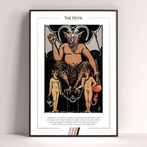 Poster dei Tarocchi del Diavolo, Stampa Artistica dei Tarocchi, Poster Moderno dei Tarocchi, Decorazione dei Tarocchi, Poster Mistico, Regalo Stregonesco, Regalo Mistico