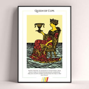 Póster de la Reina de Copas del Tarot, Impresión artística del Tarot, Póster moderno de la carta del Tarot, Decoración del Tarot, Póster místico, Regalo de bruja, Regalo místico