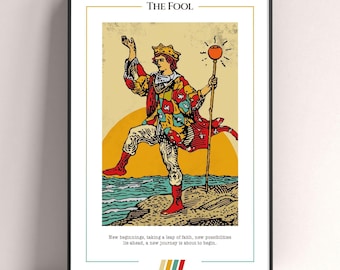 The Fool Tarot Karten Poster, Tarot Kunstdruck, Tarot Karte Modernes Poster, Tarot Dekor, mystisches Poster, witchy Geschenk, mystisches Geschenk