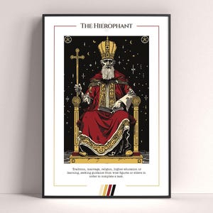 Póster de la carta del Tarot El Hierofante, lámina artística del Tarot, póster moderno de la carta del Tarot, decoración del Tarot, póster místico, regalo de bruja, regalo místico