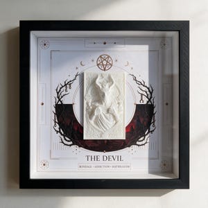 The Devil Shadow Box, Framed 3D Sculpture, Tarot Card Display, Gothic Wall Decor, Occult Artwork, Esoteric Gift