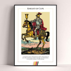 Knight of Cups Tarot Card Poster, Tarot Art Print, Tarot Card Modern Poster, Tarot Decor, Mystical Poster, Witchy Gift,Mystical Gift