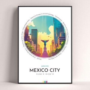 Mexico City Poster,Travel Print, Angel of Independence Modern Wall Art, Travel Gift, Landscape City Art, Colorful Print,Birthday Gift