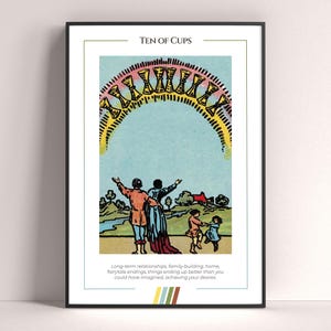 Ten of Cups Tarot Karte Poster, Tarot Kunstdruck, Tarot Karte druckbares Poster, Tarot Dekor, mystisches Poster, witchy Geschenk, mystisches Geschenk
