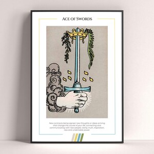 Poster con carta dei tarocchi Asso di Spade, stampa artistica dei tarocchi, poster moderno con carta dei tarocchi, decorazione dei tarocchi, poster mistico, regalo stregonesco, regalo mistico