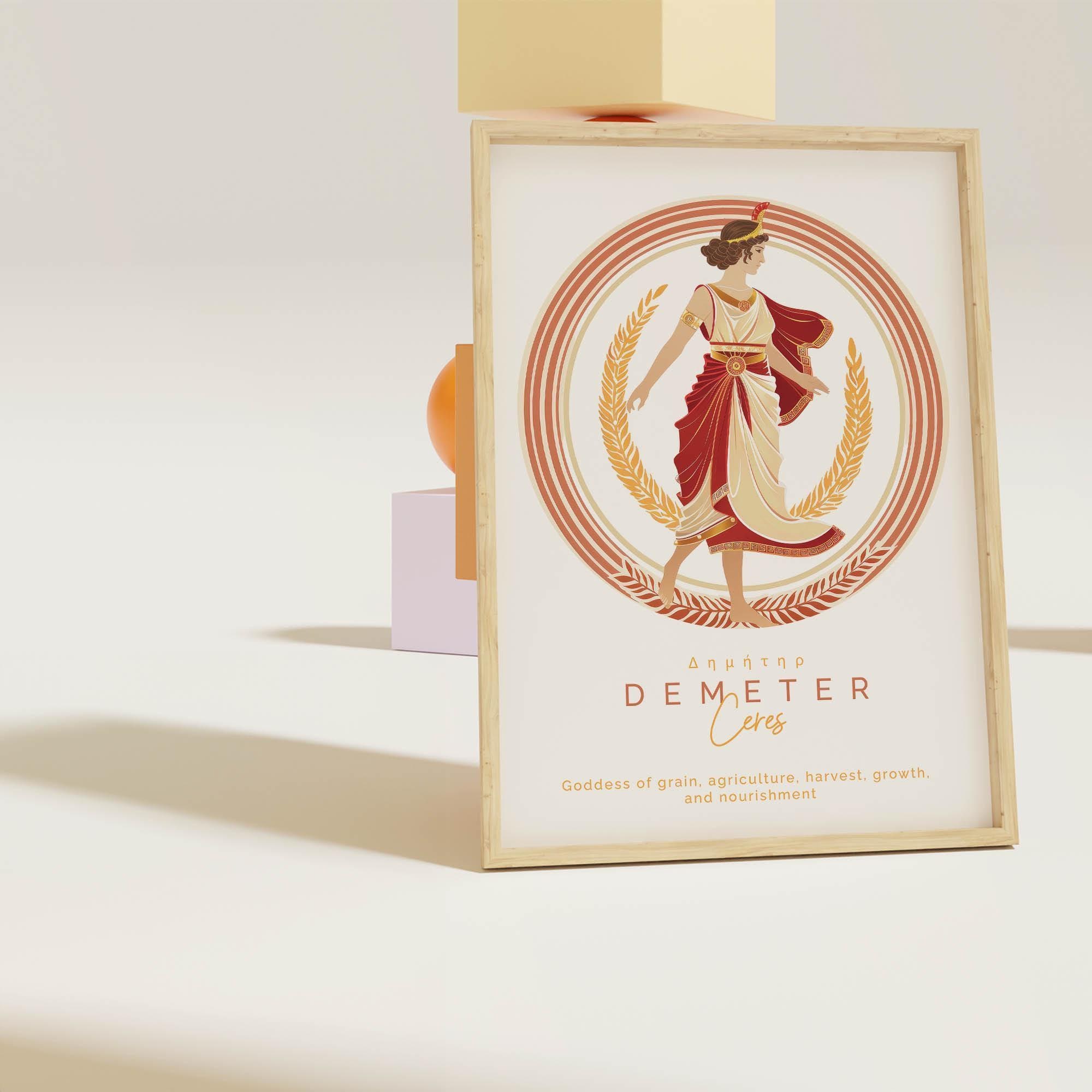 Demeter Goddess of Harvest and Agriculture Wooden Framed Poster, Greek ...