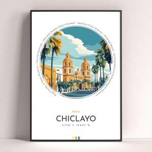 Chiclayo City Poster, Peru Travel Print, Framed Wall Art Print, Minimalist Travel Home Decor