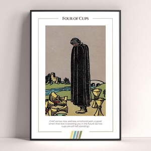 Five of Cups Tarot Card Poster, Tarot Art Print, Tarot Card Modern Poster, Tarot Decor, Mystical Poster, Witchy Gift, Mystical Gift