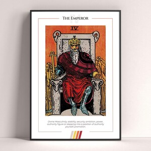 Poster dei Tarocchi dell'Imperatore, Stampa artistica dei Tarocchi, Poster moderno dei Tarocchi, Decorazione dei Tarocchi, Poster mistico, Regalo stregonesco, Regalo mistico