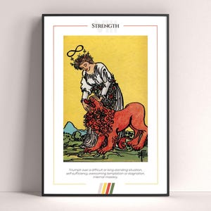 Póster de la Carta del Tarot de la Fuerza, Lámina Artística del Tarot, Póster Moderno de la Carta del Tarot, Decoración del Tarot, Póster Místico, Regalo de Brujería, Regalo Místico