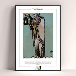 Póster de la carta del tarot El Ermitaño, lámina de tarot, póster imprimible de la carta del tarot, decoración de tarot, póster místico, regalo de bruja, regalo místico