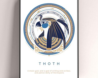Stampa del dio egizio Thoth, poster moderno di Thoth, stampa della mitologia egizia, regali egiziani, decorazioni della mitologia egizia, stampa artistica di Dio