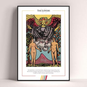 Poster dei Tarocchi degli Amanti, Stampa Artistica dei Tarocchi, Poster Moderno dei Tarocchi, Decorazione dei Tarocchi, Poster Mistico, Regalo Stregonesco, Regalo Mistico