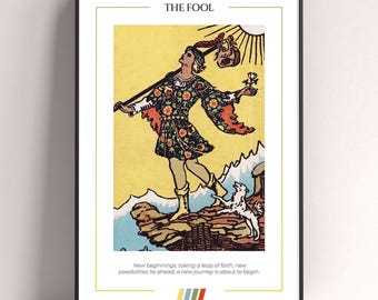 The Fool Tarot Karten Poster, Tarot Kunstdruck, Tarot Karte Modernes Poster, Tarot Dekor, mystisches Poster, witchy Geschenk, mystisches Geschenk
