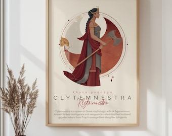 Póster de Clitemnestra (mitología griega), arte mural de la reina de la antigua Grecia, lámina de mujer mitológica, decoración, ilustración de diosa griega, regalo