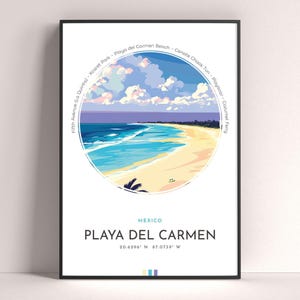 Playa del Carmen City Poster, Mexico Travel Print, Framed Wall Art Print, Minimalist Travel Home Decor