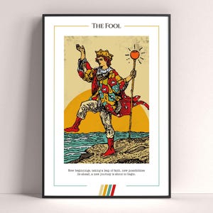 Póster de la carta del Tarot El Loco, lámina artística del Tarot, póster moderno de la carta del Tarot, decoración del Tarot, póster místico, regalo de bruja, regalo místico