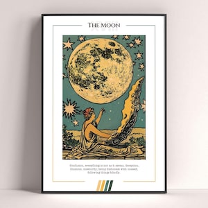 Poster dei Tarocchi della Luna, Stampa Artistica dei Tarocchi, Poster Moderno dei Tarocchi, Decorazione dei Tarocchi, Poster Mistico, Regalo Stregonesco, Regalo Mistico