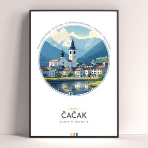 Cacak Poster, Serbia Travel Print, Čačak Framed Wall Art Print, Minimalist Travel Home Decor