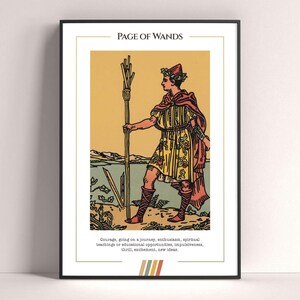 Affiche de carte de tarot Page of Wands, impression d'art de tarot, affiche moderne de carte de tarot, décor de tarot, affiche mystique, cadeau sorcière, cadeau mystique