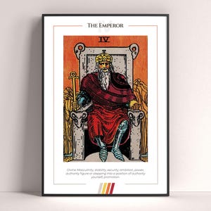 Póster de la carta del Tarot El Emperador, lámina de tarot, póster imprimible, decoración de tarot, póster místico, regalo de bruja, regalo místico