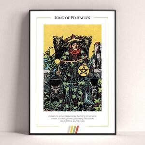 Affiche de carte de tarot du roi des pentacles, impression d'art de tarot, affiche moderne de carte de tarot, décor de tarot, affiche mystique, cadeau de sorcière, cadeau mystique