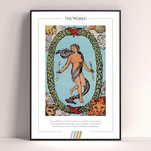 Poster dei Tarocchi del Mondo, Stampa Artistica dei Tarocchi, Poster Moderno dei Tarocchi, Decorazione dei Tarocchi, Poster Mistico, Regalo Stregonesco, Regalo Mistico