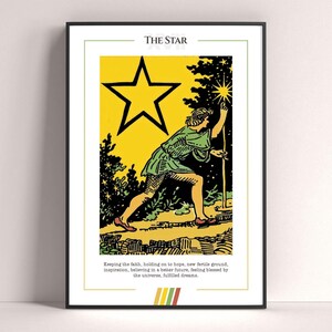 De ster tarotkaartposter, tarotkunstdruk, tarotkaart moderne poster, tarotdecor, mystieke poster, heksencadeau, mystiek cadeau