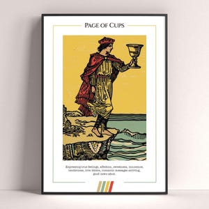 Poster con la carta dei tarocchi della Fante di Coppe, stampa artistica dei tarocchi, poster moderno con la carta dei tarocchi, decorazione dei tarocchi, poster mistico, regalo stregonesco, regalo mistico