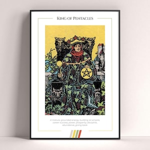 Póster de la carta del Tarot Rey de Oros, lámina de tarot, póster imprimible, decoración de tarot, póster místico, regalo de bruja, regalo místico