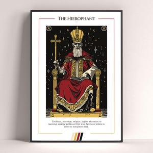 Der Hierophant Tarot Karte Poster, Tarot Kunstdruck, Tarot Karte druckbares Poster, Tarot Dekor, mystisches Poster, witchy Geschenk, mystisches Geschenk