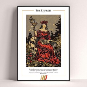 Póster de la carta del Tarot de La Emperatriz, lámina artística del Tarot, póster moderno de la carta del Tarot, decoración del Tarot, póster místico, regalo de bruja, regalo místico