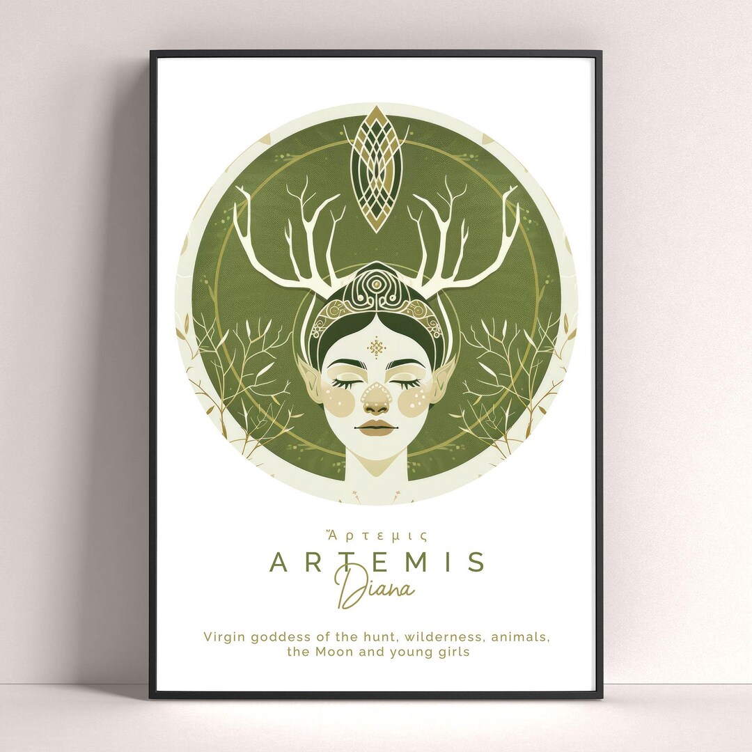 Artemis Diana Greek Goddess Print, Artemis Printable Poster, Greek