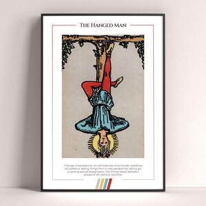 Pôster de Carta de Tarô do Enforcado, Impressão de Arte de Tarô, Pôster Moderno de Carta de Tarô, Decoração de Tarô, Pôster Místico, Presente de Bruxa, Presente Místico