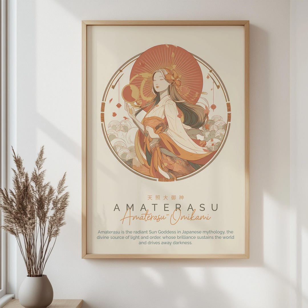 Amaterasu Japanese Goddess Poster, Shinto Sun Goddess Wall Art ...