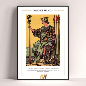 Affiche de carte de tarot du roi des baguettes, impression d'art de tarot, affiche moderne de carte de tarot, décor de tarot, affiche mystique, cadeau sorcière, cadeau mystique