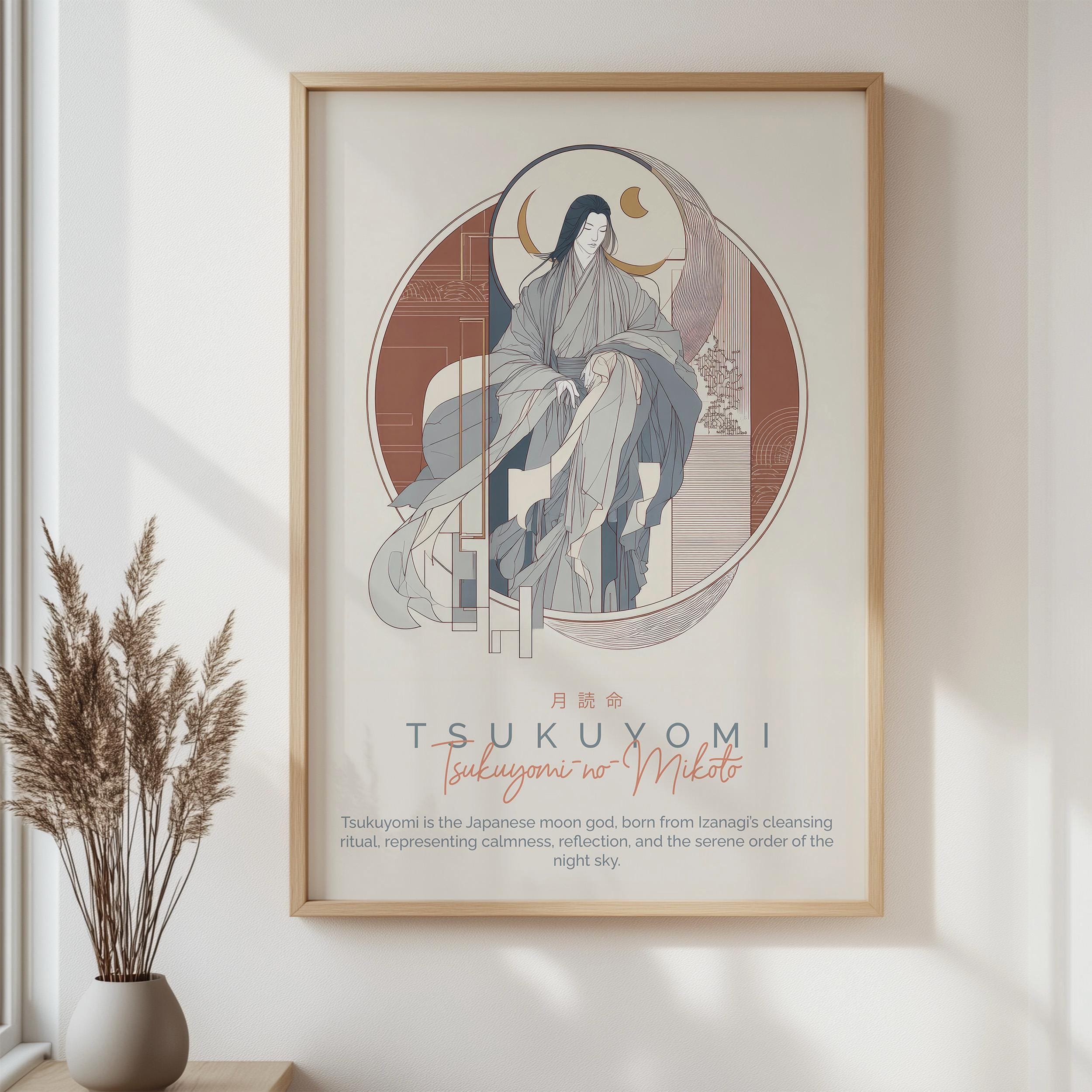 Tsukuyomi No Mikoto Poster, Japanese Moon God Wall Art, Shinto
