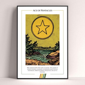 Póster de la carta del Tarot As de Oros, lámina de tarot, póster imprimible, decoración de tarot, póster místico, regalo de bruja, regalo místico