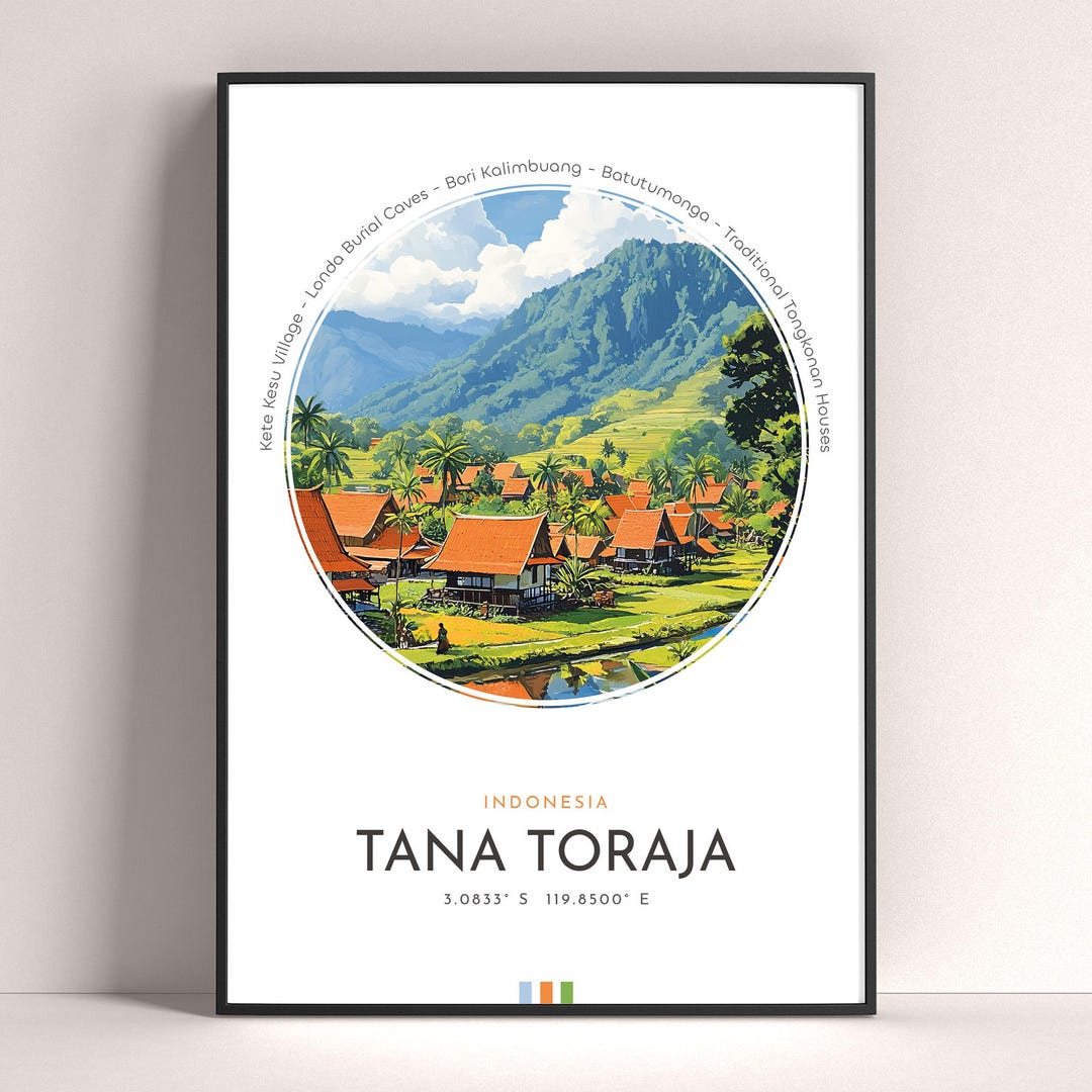 Tana Toraja Regency Poster, Indonesia Travel Print, Tana Toraja ...