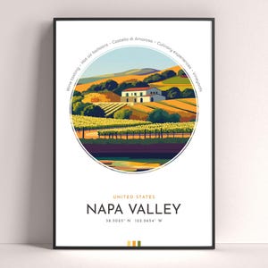 Napa Valley Poster, California Travel Print, Printable Wall Art, Travel Gift, Landscape City Art, Digital Wall Decor, Birthday Gift