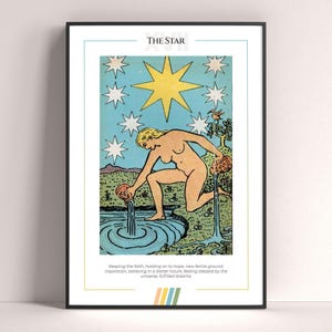 Poster dei Tarocchi della Stella, Stampa Artistica dei Tarocchi, Poster Moderno dei Tarocchi, Decorazione dei Tarocchi, Poster Mistico, Regalo Stregonesco, Regalo Mistico