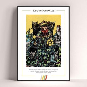 King of Pentacles Tarot Card Poster, Tarot Art Print, Tarot Card Modern Poster, Tarot Decor, Mystical Poster, Witchy Gift, Mystical Gift