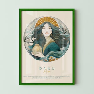 Danu Celtic Goddess Poster, Primordial Mother Wall Art, Irish Folklore Decor, Goddess Anu Art
