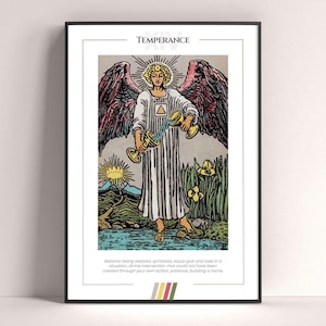 Póster de la carta del Tarot de la Templanza, lámina artística del Tarot, póster moderno de la carta del Tarot, decoración del Tarot, póster místico, regalo de bruja, regalo místico