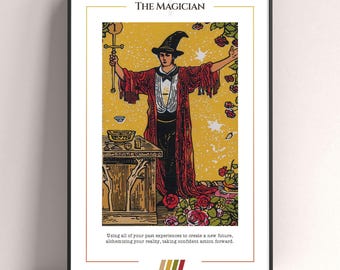 The Magician Tarot Card Poster, Tarot Art Print, Tarot Card Modern Poster, Tarot Decor, Mystical Poster, Witchy Gift, Mystical Gift
