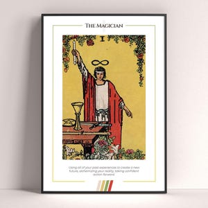 Póster de la carta del Tarot El Mago, lámina artística del Tarot, póster moderno de la carta del Tarot, decoración del Tarot, póster místico, regalo de bruja, regalo místico