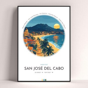 Póster de San José del Cabo, impresión de viaje a México, arte mural moderno, regalo de viaje, arte urbano paisajístico, impresión colorida, regalo de cumpleaños