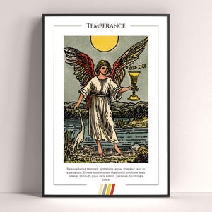 Póster de la carta del Tarot de la Templanza, lámina de tarot, póster imprimible de la carta del Tarot, decoración de tarot, póster místico, regalo de bruja, regalo místico