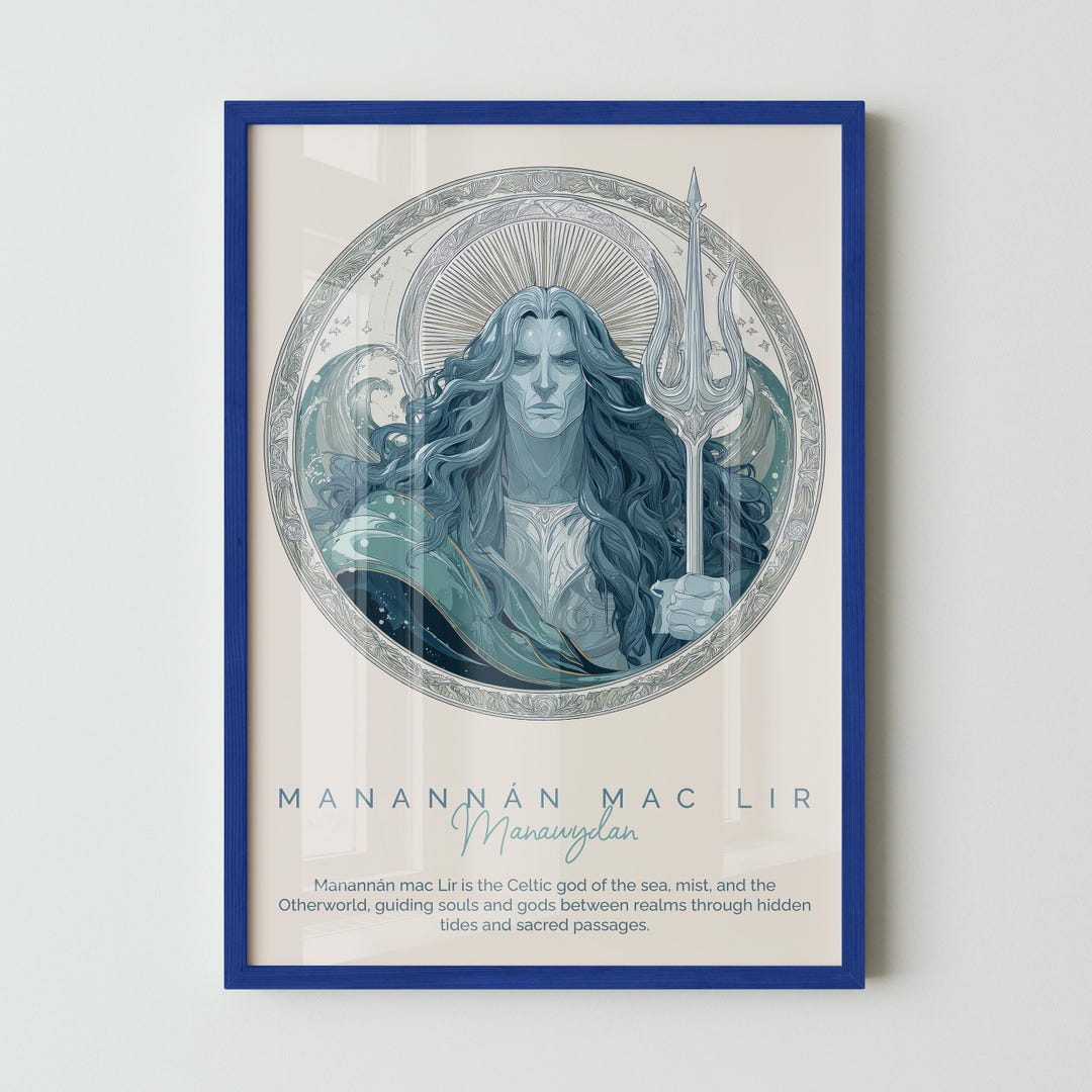Manannan Mac Lir Celtic God Poster, God of the Sea and Magic Wall Art ...