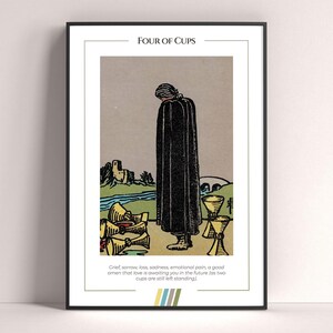 Póster de la carta del tarot Cinco de Copas, lámina artística de tarot, póster moderno de tarot, decoración de tarot, póster místico, regalo de bruja, regalo místico